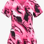 BARCO One 5107 v-neck print scrub top, Tranquility print