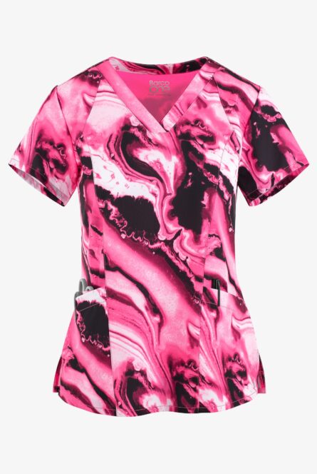 BARCO One 5107 v-neck print scrub top, Tranquility print