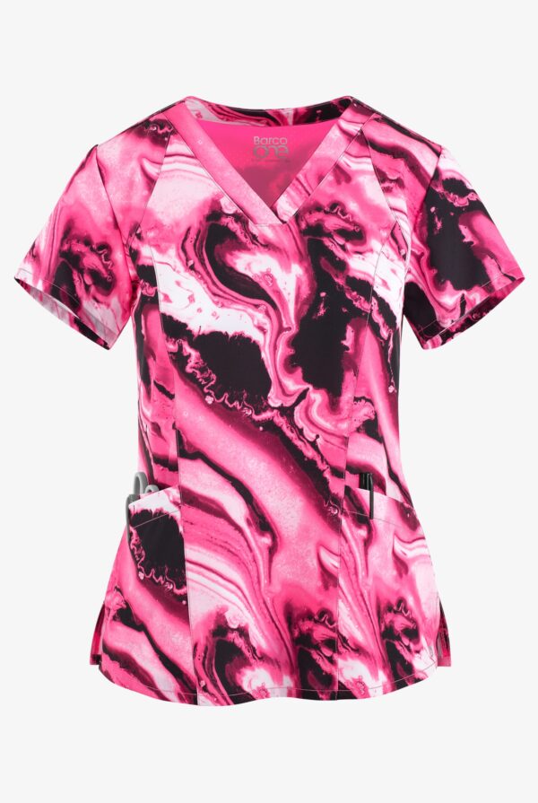 BARCO One 5107 v-neck print scrub top, Tranquility print