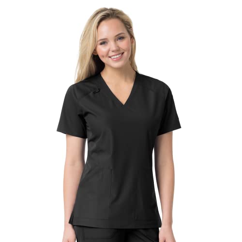 Carhartt Scrubs C12106 Women's Force® Modern Fit Twill V-Neck Top in Black product image