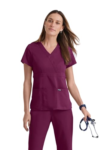 BARCO Grey's Anatomy Scrubs - Riley Scrub Top for Women, V-Neck Super-Soft Women's Scrub Top in Wine product image