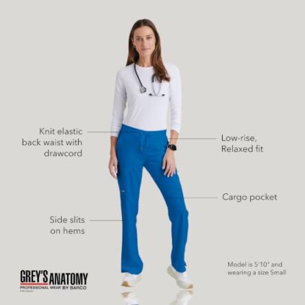 BARCO Grey's Anatomy Scrubs - Mia Scrub Pant for Women, Elastic Back Waist, Low-Rise Shaped Leg Women's Scrub Pant in New Royal product image