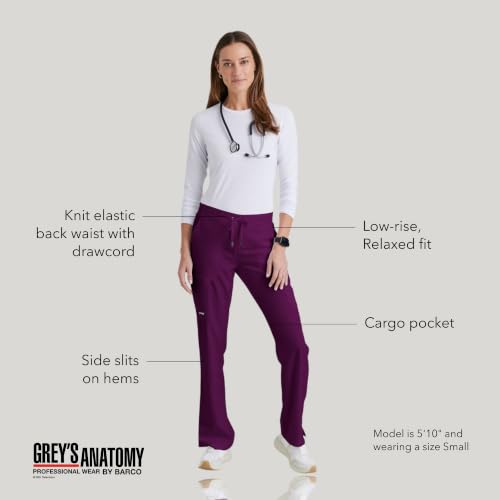 BARCO Grey's Anatomy Scrubs - Mia Scrub Pant for Women, Elastic Back Waist, Low-Rise Shaped Leg Women's Scrub Pant in Wine product image