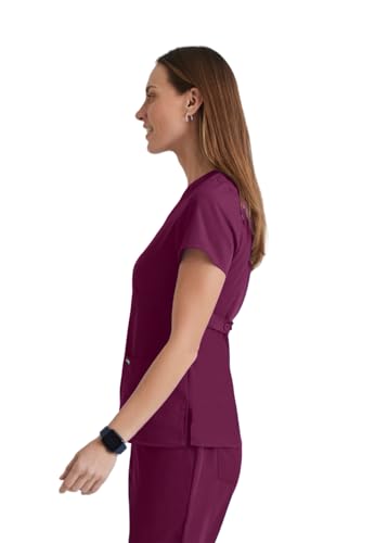 BARCO Grey's Anatomy Scrubs - Riley Scrub Top for Women, V-Neck Super-Soft Women's Scrub Top in Wine product image