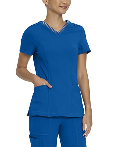 Urbane Impulse Slim Fit Extreme Stretch 2-Pocket V-Neck Scrub Top for Women 9105 New Roya in New Royal product image