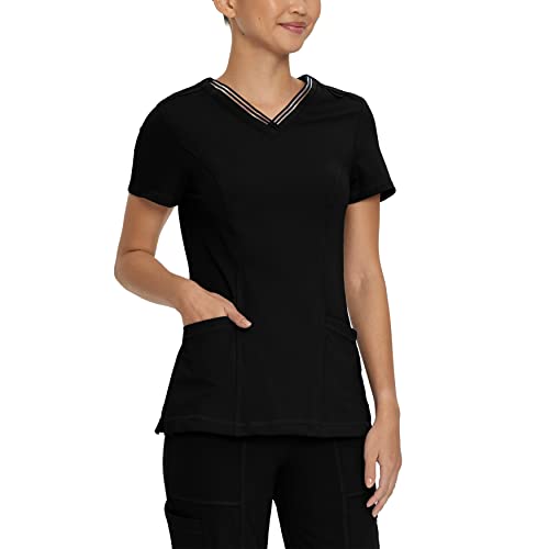 Urbane Impulse Slim Fit Extreme Stretch 2-Pocket V-Neck Scrub Top for Women 9105 in Black product image