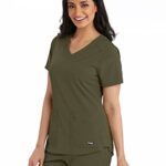 Barco Women's V-Neck Scrub Top in Olive product image