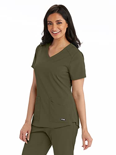 Barco Women's V-Neck Scrub Top in Olive product image