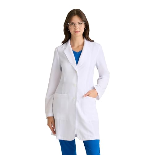 BARCO Grey's Anatomy Scrubs Signature - Morgan Lab Coat for Women, Professional Full-Length Long Sleeve 35" Lab Coat - White BARCO Grey's Anatomy Scrubs Signature - Morgan Lab Coat for Women, Professional Full-Length Long Sleeve 35" Lab Coat in White product image