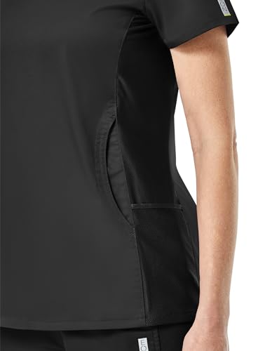 Maevn Women's 'EON' Sporty Mesh Panel Scrub Top in Black product image