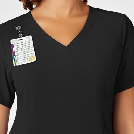 WonderWink womens Renew Women's V-neck Top Medical Scrubs, Black, XX-Large U in Black product image