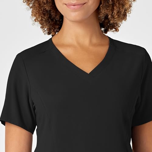 WonderWink womens Renew Women's V-neck Top Medical Scrubs, Black, XX-Large U in Black product image