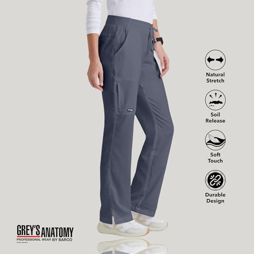 BARCO Grey's Anatomy Scrubs - Mia Scrub Pant for Women, Elastic Back Waist, Low-Rise Shaped Leg Women's Scrub Pant in Steel product image