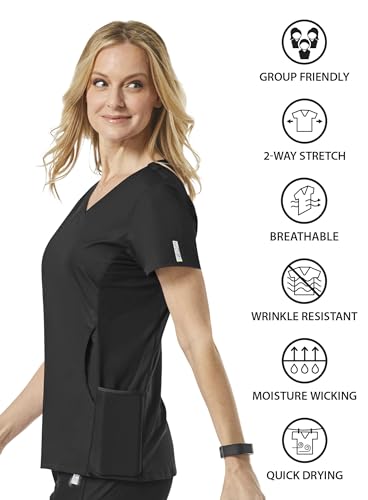 Maevn Women's 'EON' Sporty Mesh Panel Scrub Top in Black product image