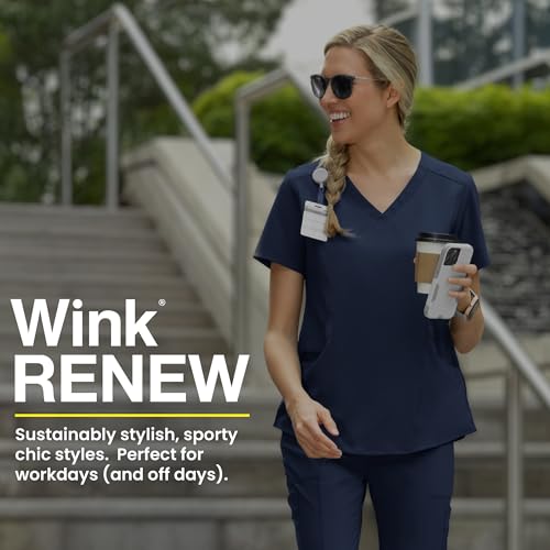 WonderWink womens Renew Women's V-neck Top Medical Scrubs, Black, XX-Large U product image
