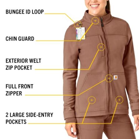 Carhartt Scrubs C81023 Women's Rugged Flex® Modern Fit Bonded Fleece Ja in Nutmeg product image