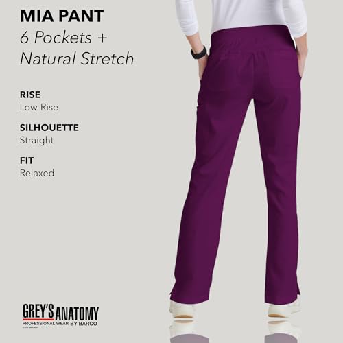 BARCO Grey's Anatomy Scrubs - Mia Scrub Pant for Women, Elastic Back Waist, Low-Rise Shaped Leg Women's Scrub Pant in Wine product image