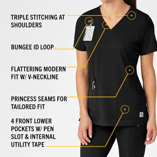 Carhartt Scrubs C12106 Women's Force® Modern Fit Twill V-Neck Top in Black product image
