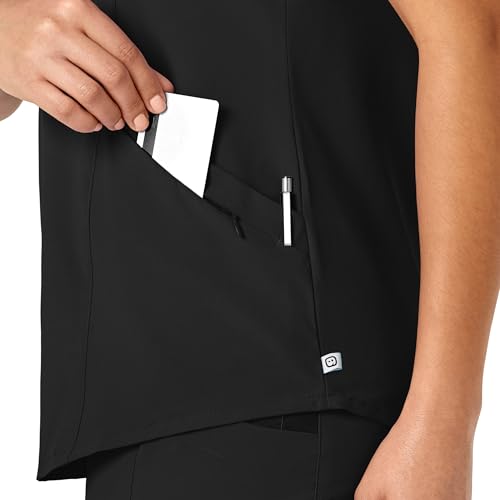 WonderWink womens Renew Women's V-neck Top Medical Scrubs, Black, XX-Large U in Black product image