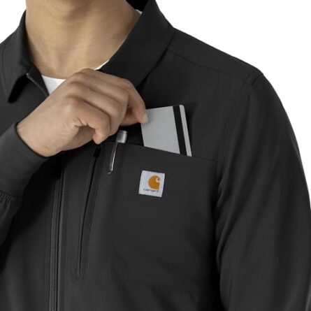 Carhartt Scrubs C80023 Men's Rugged Flex® Modern Fit Bonded Fleece Jack in Black product image