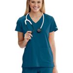 BARCO Skechers SKT025 Women's Focus Six Pocket Crossover Mini Pocket V-Neck Scrub Top Bahama in Bahama product image