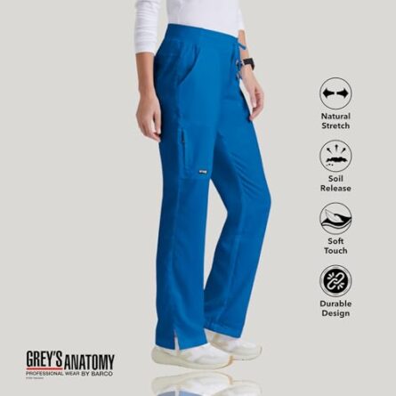 BARCO Grey's Anatomy Scrubs - Mia Scrub Pant for Women, Elastic Back Waist, Low-Rise Shaped Leg Women's Scrub Pant in New Royal product image
