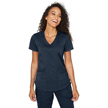 BARCO Grey's Anatomy Women's Avana Top, Easy Care V-Neck Medical Scrub Top w/ 4 Pockets in Steel product image