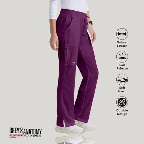 BARCO Grey's Anatomy Scrubs - Mia Scrub Pant for Women, Elastic Back Waist, Low-Rise Shaped Leg Women's Scrub Pant in Wine product image