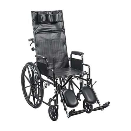 Drive Medical SSP16RBDDAV Silver Sport Recliner Wheelchair with Vinyl Upholstery, Carbon Steel Frame, 16" Seat Width, Detachable Desk Ar product image