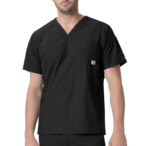 Carhartt Scrubs C15106 Men's Force® Modern Fit Twill Chest Pocket Top in Black product image
