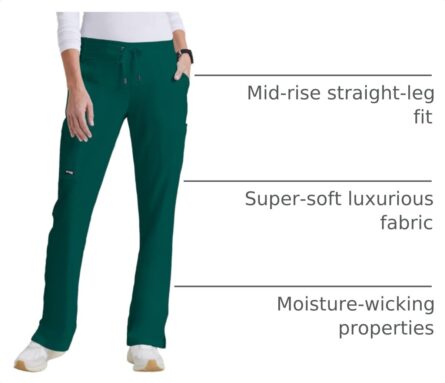 BARCO Grey's Anatomy Scrubs - Mia Scrub Pant for Women, Elastic Back Waist, Low-Rise Shaped Leg Women's Scrub Pant in Hunter product image