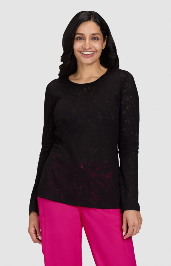 KOI Smiley World x Kind Women's Long-Sleeve Burnout Tee product image