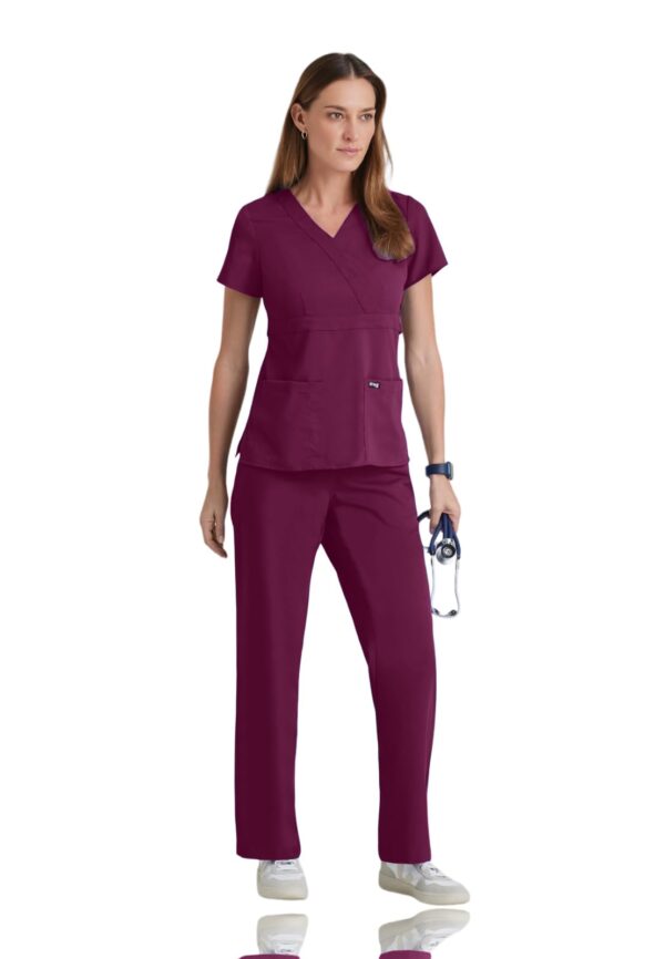 BARCO Grey's Anatomy Scrubs - Riley Scrub Top for Women, V-Neck Super-Soft Women's Scrub Top in Wine product image