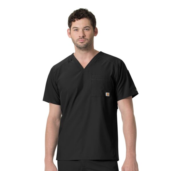 Carhartt Scrubs C15106 Men's Force® Modern Fit Twill Chest Pocket Top in Black product image