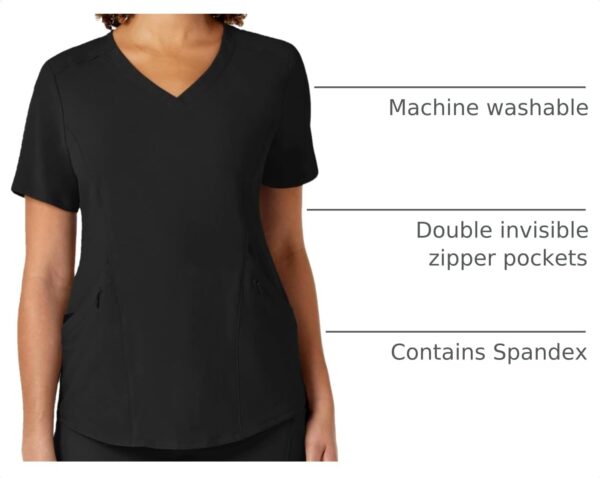 WonderWink womens Renew Women's V-neck Top Medical Scrubs, Black, Medium U in Black product image