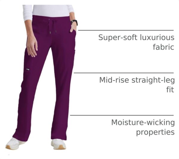 BARCO Grey's Anatomy Scrubs - Mia Scrub Pant for Women, Elastic Back Waist, Low-Rise Shaped Leg Women's Scrub Pant in Wine product image
