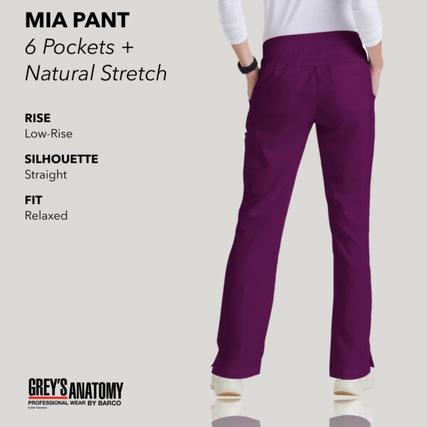 BARCO Grey's Anatomy Scrubs - Mia Scrub Pant for Women, Elastic Back Waist, Low-Rise Shaped Leg Women's Scrub Pant in Wine product image