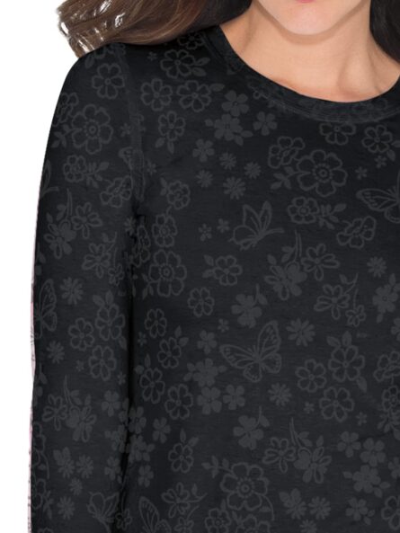 KOI Stretch 1061PR Presley Tee Flower Burnout in Black product image