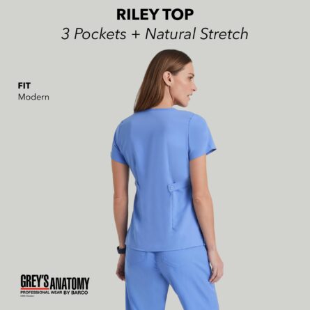 BARCO Grey's Anatomy Scrubs - Riley Scrub Top for Women, V-Neck Super-Soft Women's Scrub Top in Ceil Blue product image