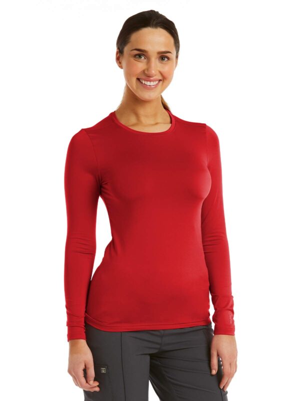 Maevn Bestee 6909 Women's Basic Long Sleeve Under-Scrub Tee in Red product image