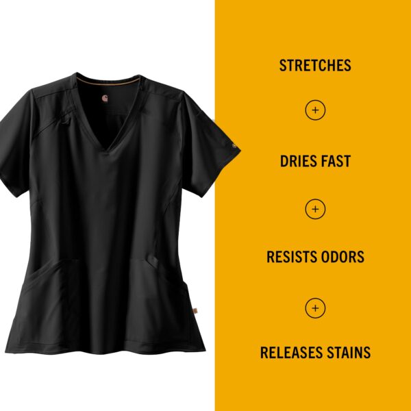 Carhartt Scrubs C12106 Women's Force® Modern Fit Twill V-Neck Top in Black product image