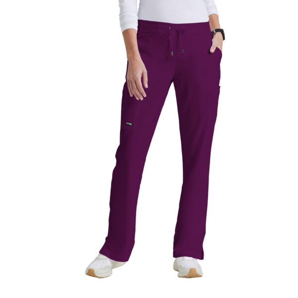 BARCO Grey's Anatomy Scrubs - Mia Scrub Pant for Women, Elastic Back Waist, Low-Rise Shaped Leg Women's Scrub Pant - Wine BARCO Grey's Anatomy Scrubs - Mia Scrub Pant for Women, Elastic Back Waist, Low-Rise Shaped Leg Women's Scrub Pant in Wine product image