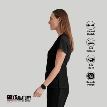 BARCO Grey's Anatomy Scrubs - Riley Scrub Top for Women, V-Neck Super-Soft Women's Scrub Top in Black product image