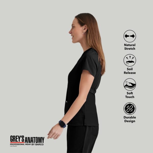 BARCO Grey's Anatomy Scrubs - Riley Scrub Top for Women, V-Neck Super-Soft Women's Scrub Top in Black product image