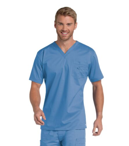 Landau Men's 1 Pocket, Classic Relaxed Fit, V-Neck Medical Scrub Top 4098 in Ceil Blue product image