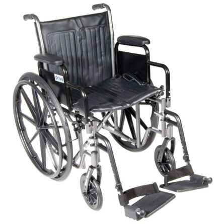 Drive Medical Drive Silver Sport 2 Detachable Desk Arms/Footrests Wheelchair Detachable Desk Arms and Elevating Leg Rests 16" Seat product image