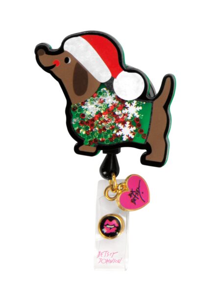KOI Betsey Johnson BA156 Women's Retractable Badge Holiday Weenie Dog O in Holiday Weenie Dog product image