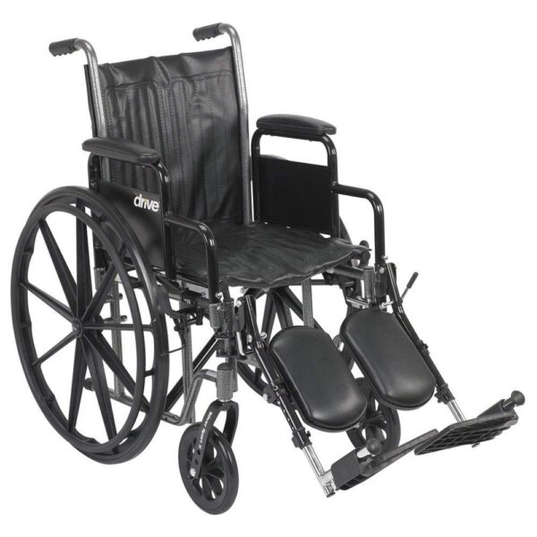 Drive Medical Drive Silver Sport 2 Detachable Desk Arms/Footrests Wheelchair Detachable Desk Arms and Elevating Leg Rests 16" Seat product image