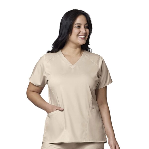 Wink PRO Women's 4 Pocket V-Neck Scrub Top in Khaki product image