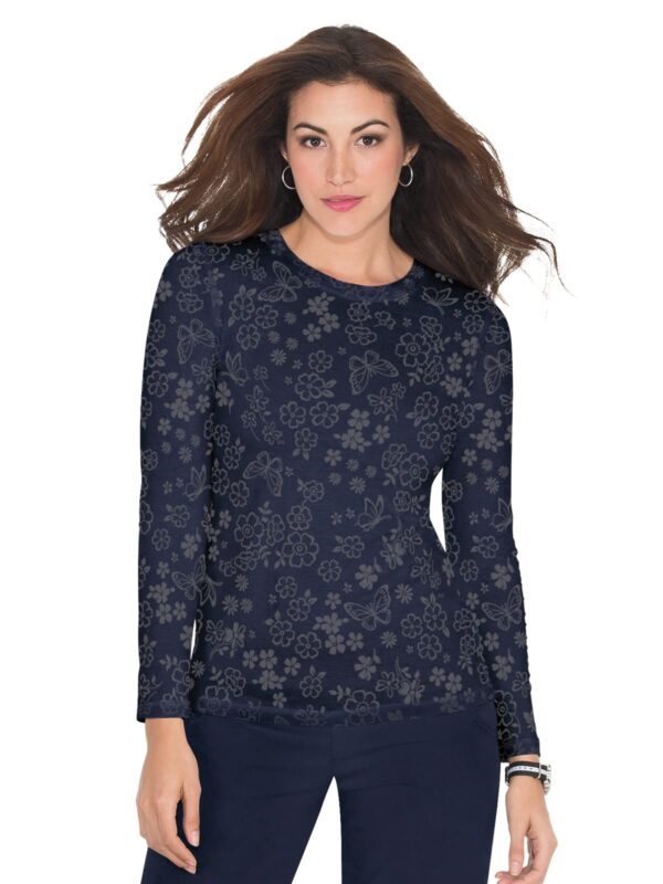 Stretch Presley Top Flower Burnout - Navy Stretch Presley Top Flower Burnout in Navy product image